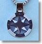 Stainless Steel Black Compass Rose Pendant with Chain