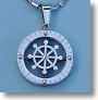 Stainless Steel Ship's Wheel Pendant with Chain
