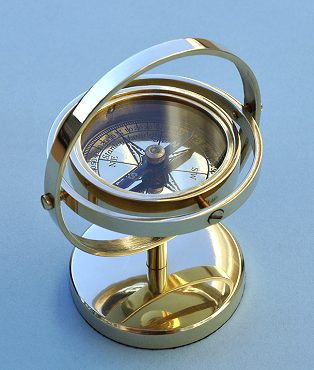 Small Gimbaled Desk Stand Compass