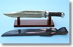 Damascus Bowie Knife with Stand and Sheath